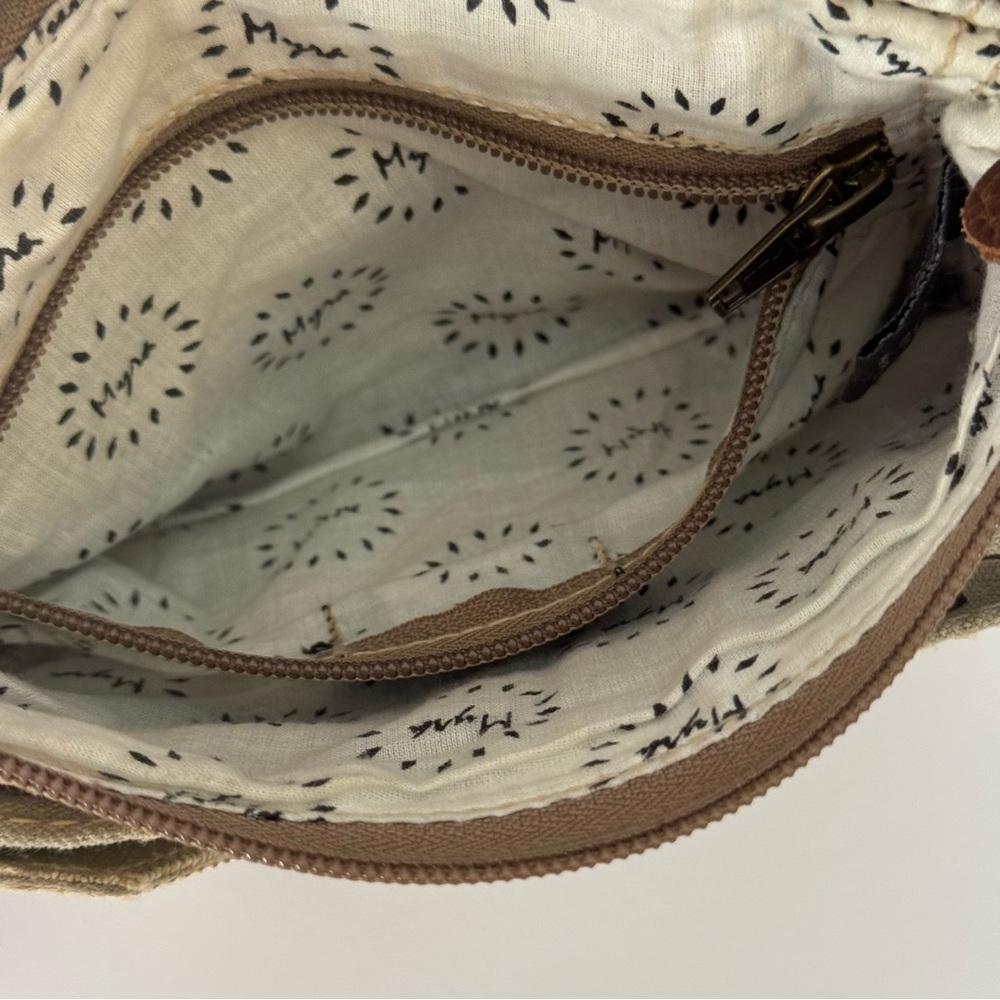 Myra Crossbody Bag Stamp Pocket Upcycled Canvas Country Cowhide Small Purse - Picture 11 of 15